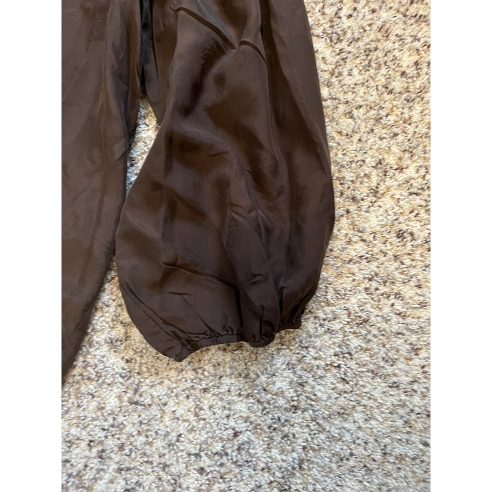 NWT Johnny Was %100 Silk XL Brown Embroidered Elastic Sleeves Tunic Blouse $305 - Picture 6 of 9
